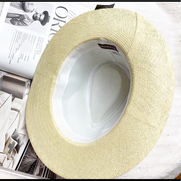 NWT Beautiful Fedora Straw Hat Gray/Brown Band - Picture 8 of 8